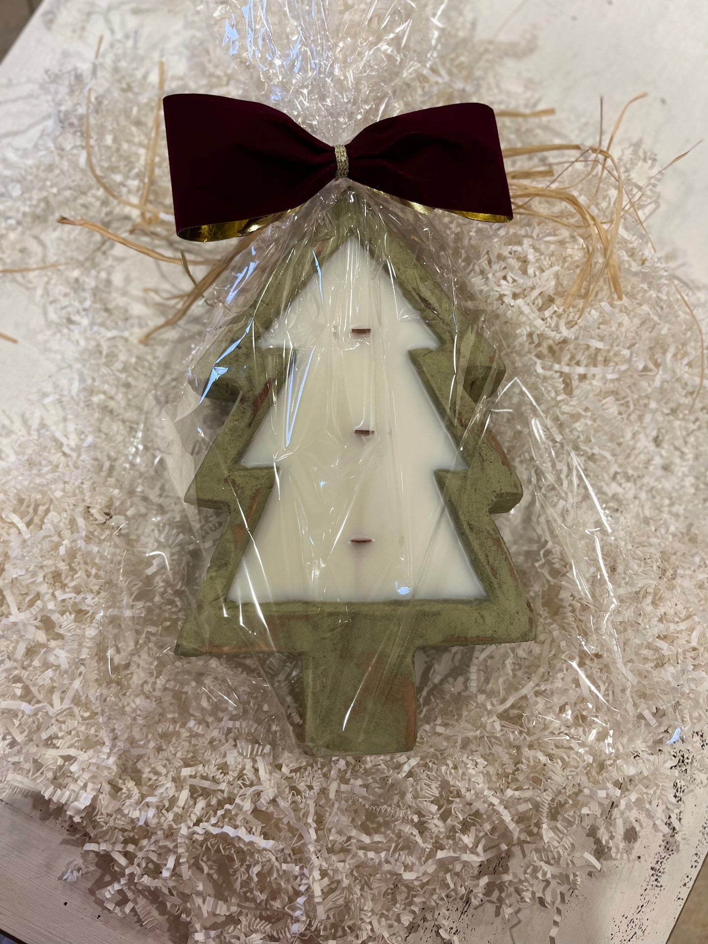 Christmas Tree Hand Carved Dough Bowl